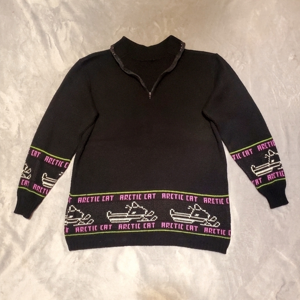 Arctic Cat Vintage Wear Snowmobile Racing Sweater Size Large - Picture 2 of 7